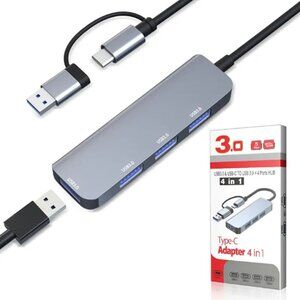 4-in-1 USB-C & A Hub | Four 3.0 Ports